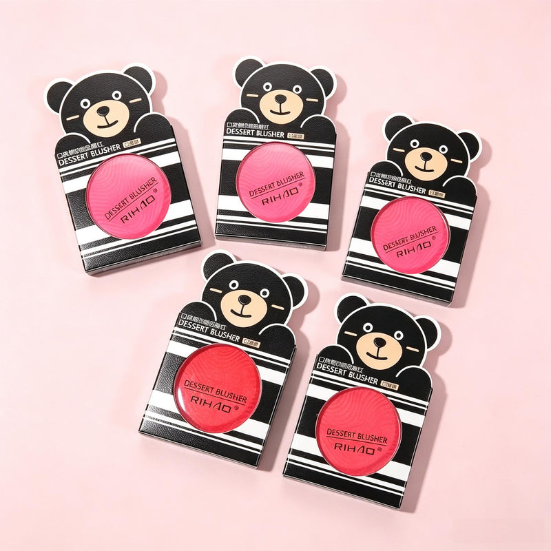Rihao Dessert Blusher collection in cute bear shaped packaging six shades display